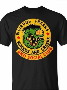 Men’s Anti-Social Club Graphic Tee — Black with Yellow & Green Print